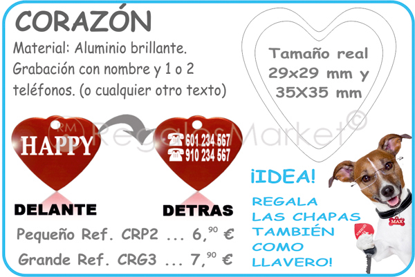 Chapa de identificación en forma de corazón